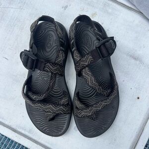 Chaco Black and Tan Strapped Sandals